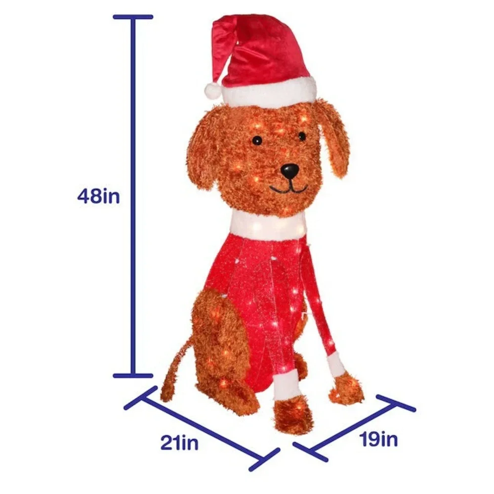 4 FT Lighted Labradoodle Holiday Living Yard Tinsel Outdoor Christmas Decoration